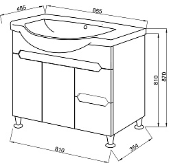 Ceruttispa Мебель для ванной Ломбардия 85, 2 ящика – фотография-3